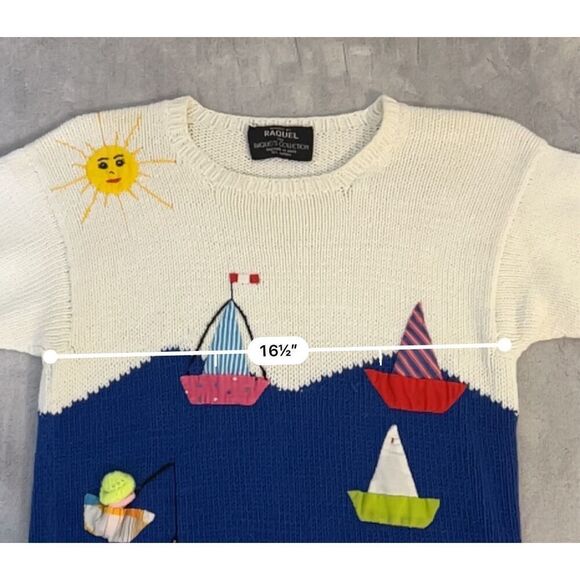 VINTAGE Crochet Short Sleeve Knit 3D Sweater - Picture 7 of 10